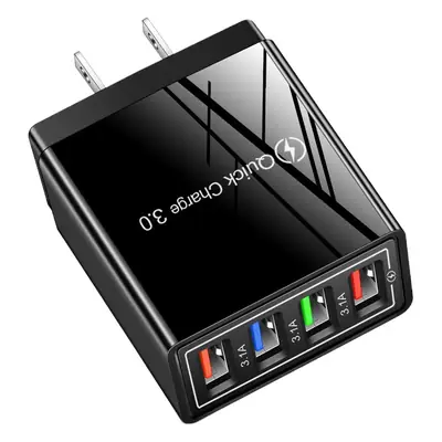 4USB Colorful Charging Head with LED Light 3A