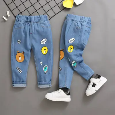 Children's clothing boys casual pants spring and autumn girls students Denim pants Celana jeans anak -anak