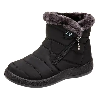 Women's Maroon Warm Waterproof Snow Boots Middle Size