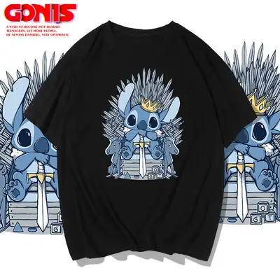 Men Women Stitch Print T-Shirt White Summer Class
