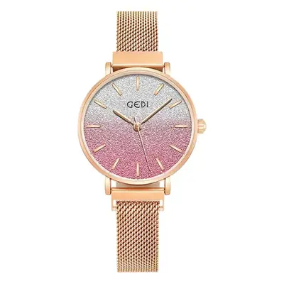 Women's Rose Gold Glitter Watch with Magnetic Band
