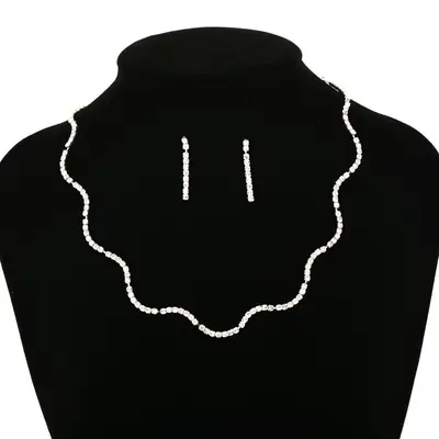 Women's Wave Texture Earrings Necklace Set N182