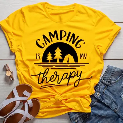 Camping Therapy T-Shirt for Men Women White