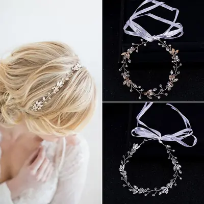 Tuan Ming Xin Niang Gold Leaf Rhinestone Hair Band for Bridal Wear