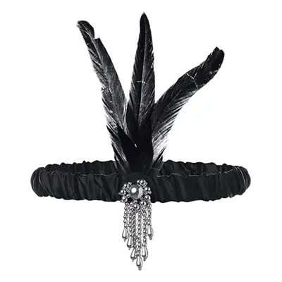 Black Feathered Headwear Set for Women European Style
