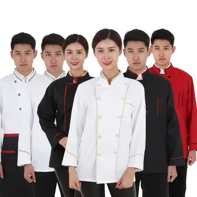 Men's White Black Red Chef Overalls Winter Kitchen Wear