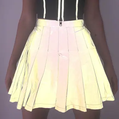 White Pleated Skirt Reflective Large Size