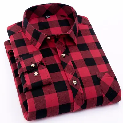 Plus-Size Men Plaid Button Shirt Navy Blue