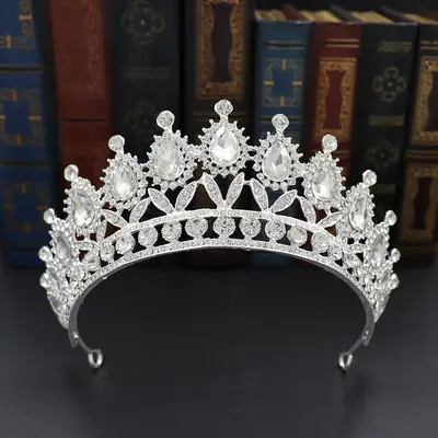 European & American Bride Crown Baroque Drop Diamond Princess Crown
