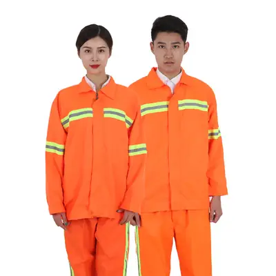 Orange Safety Work Suit Set for Men Women