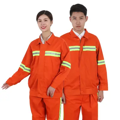 Orange Reflective Labor Safety Suit for Garden Cleaning