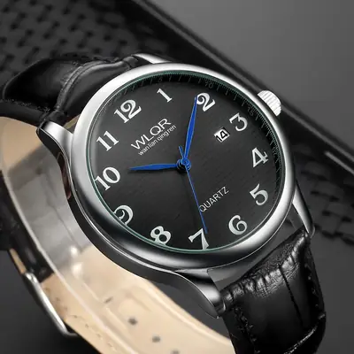 Men's Quartz Watch with Brown Leather Strap