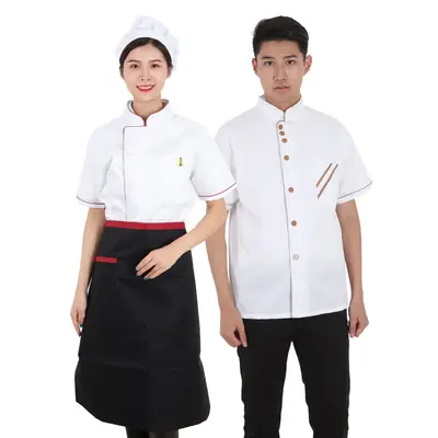 Men & Women White Shirt Black Skirt Chef Set