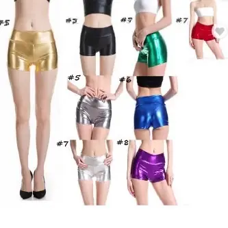 Golden Faux Leather Shorts for Women