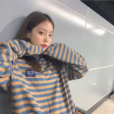 Korean Chic Striped Long Sleeve T-Shirt Loose Pullover