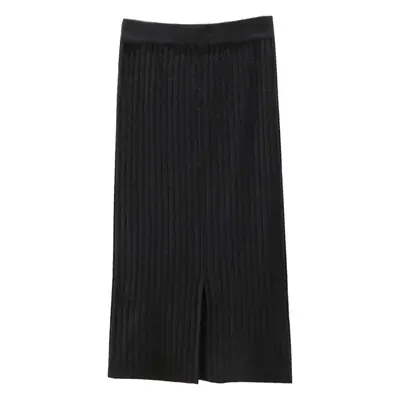 Women Wool Knitted Hip Skirt with Back Slit
