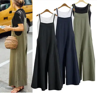 Wide Leg Pants Casual Jumpsuit Set Black Olive Green