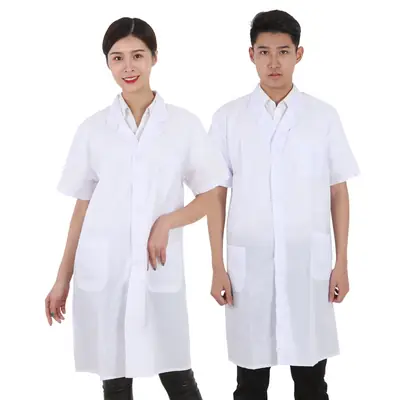White Short-Sleeve Coats for Medical Professionals