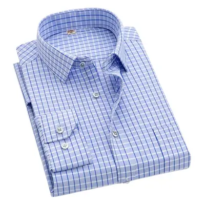 Men Blue Plaid Long Sleeve Shirt Small