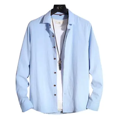 Men Long Sleeve Korean Style Shirt Black