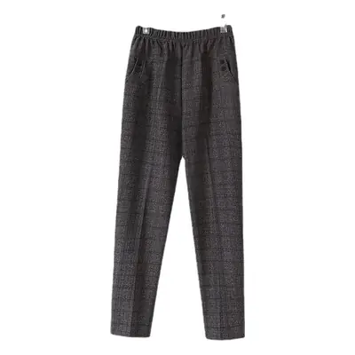Spring Plus Size Elastic Waist Straight Pants for Women