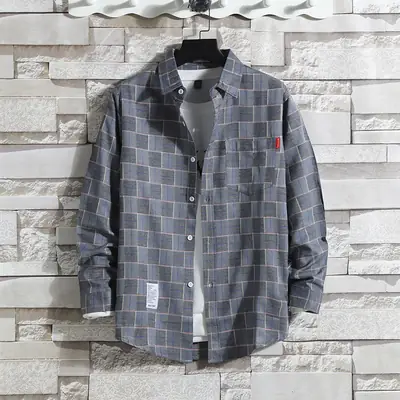 Men's Plaid Long Sleeve Shirt 2021 Harajuku Style