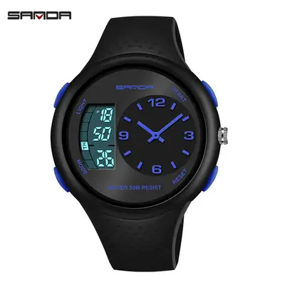 Sanda Men's Waterproof Luminous Digital Watch Black