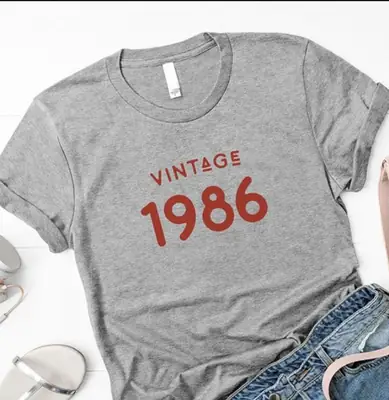 Vintage 1986 T-Shirt Grey Men Women Europe USA