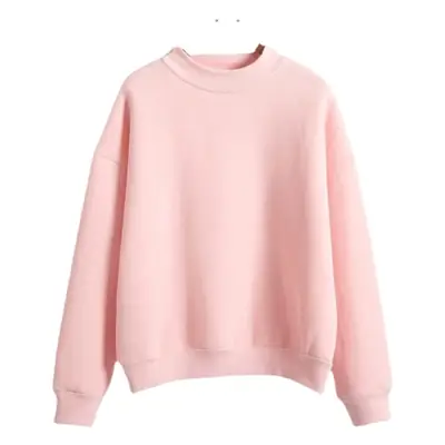 Women Pink Velvet Turtleneck Sweatshirt Long Sleeve