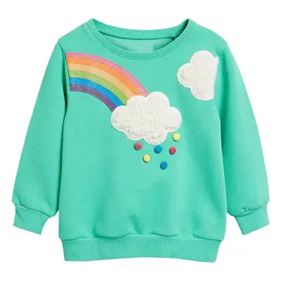 Girls Rainbow Cloud Sweatshirt Turquoise Long Sleeve