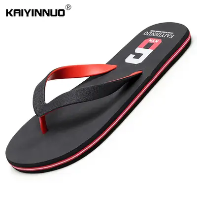 2026 New Summer Style Korean Style Non-Slip Rubber Flip-Flops for Outdoor Beach Wear, Men's Wear-Resistant Sandals