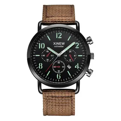 Xinew Men's Black Chronograph Wrist Watch with Nylon Band