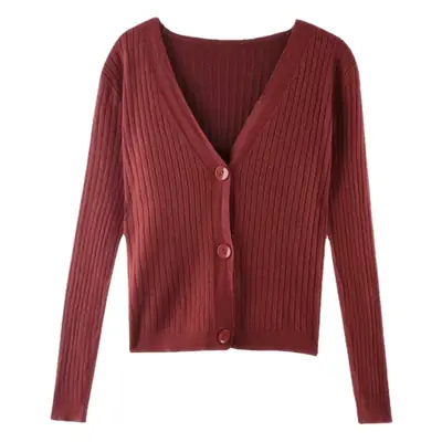 V-Neck Knitted Cardigan Women Autumn Wear