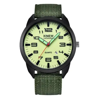 Men's Green Nylon Band Quartz Watch with Calendar