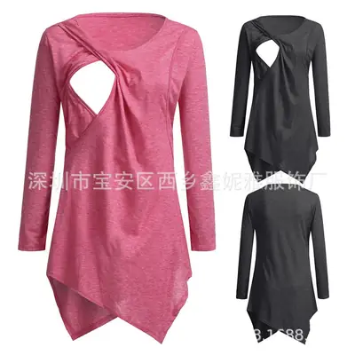 Black Long Sleeve T-Shirt with Cut Out Neckline