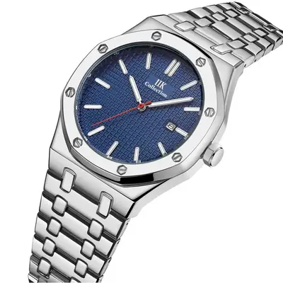 Stainless Steel Men's Watch Blue Dial Quartz Calendar