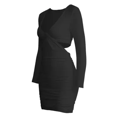 Black Cross-Border V-Neck Long Sleeve Dress