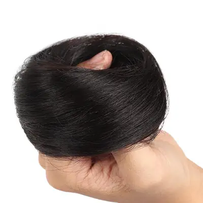 Hongxiu Preferred - Real Hair Ball Hair Circle Wig Bag Flower Bud Fluffy Natural Half Ball Hair Ornament Bun