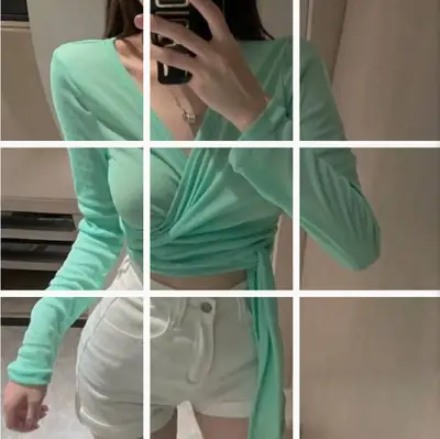 Korean Style V-Neck Long Sleeve Lace-Up T-Shirt Short Belt