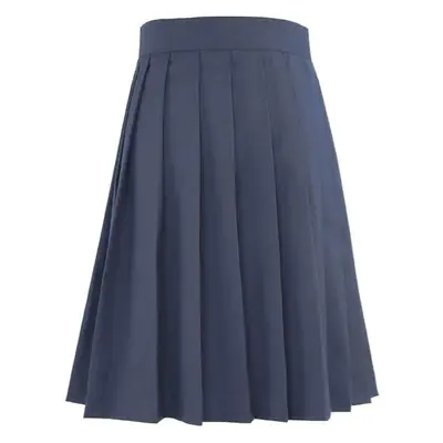 Women's Navy Blue Pleated Skirt High Waist A-Line