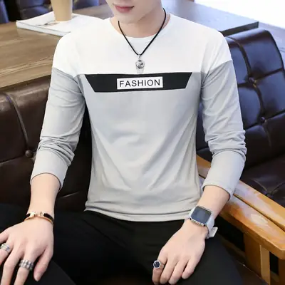 Men's Long Sleeve T-Shirt Red Black Fashion Brand