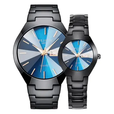 Men Waterproof Black Quartz Watch with Date Display