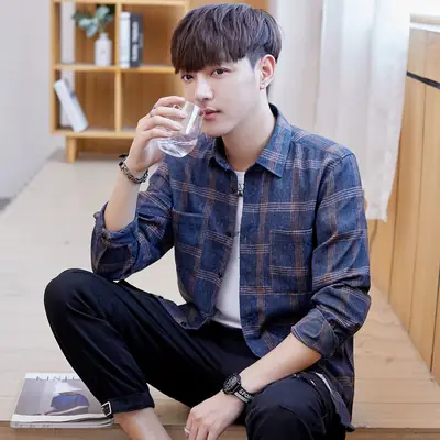 Japanese Plaid Shirt Loose Fit Long Sleeve Casual Wear