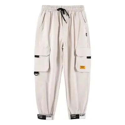 Men Casual Cropped Pants Loose Jogger Magic Tape Harem Pants