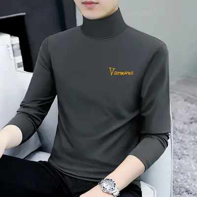Men White Korean Style Long Sleeve T-Shirt with Letter Print