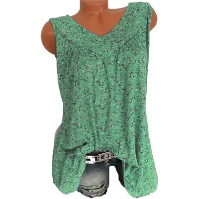 Pink Floral Knitted V Neck Vest Top for Women