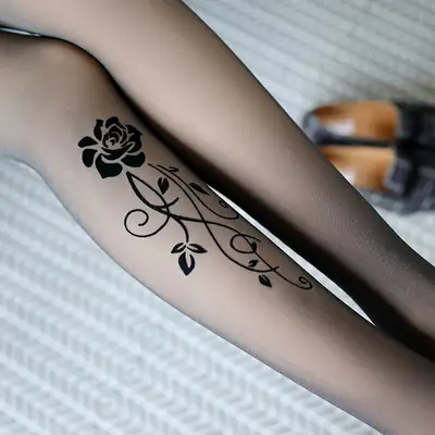 Women's Fake Flesh Leggings Fleece Lined Anti-hook Silk Jacquard