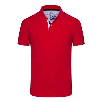 Men Red Polo T-Shirt with Logo Custom Design