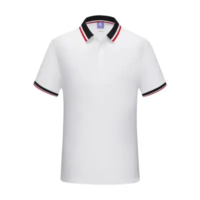 Men White Cotton Polo Shirt with Red Trim