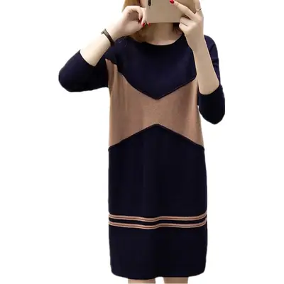 Velvet Long Sleeve Mid Length Dress for Women